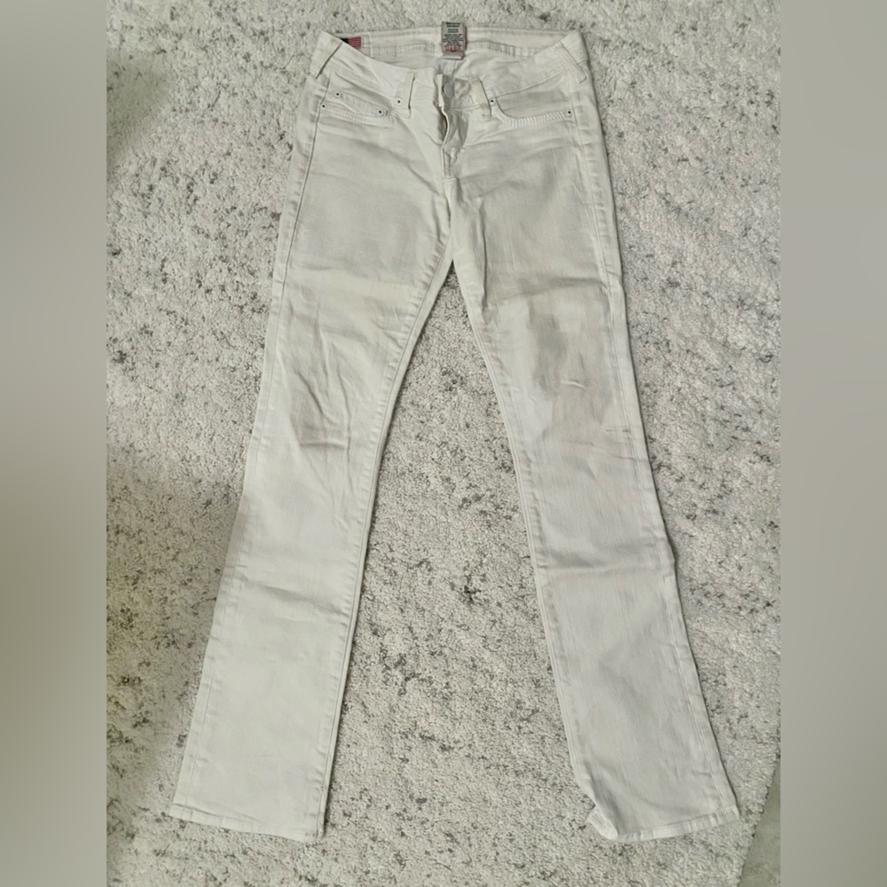 True Religion White mid rise, straight leg jeans